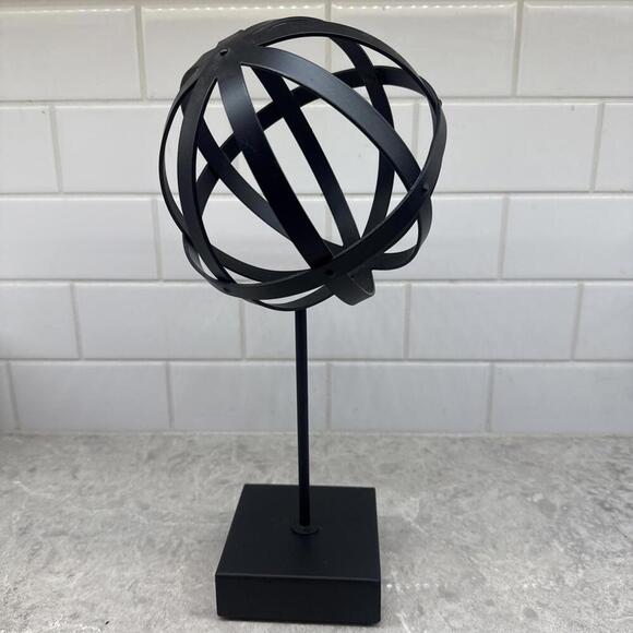 Black Metal Armillary Sphere –  Celestial Decor on Stand. 17” x 6 in” - Picture 5 of 7